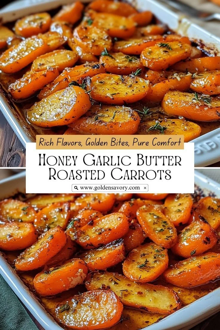 Delicious honey garlic butter roasted carrots served on a plate.