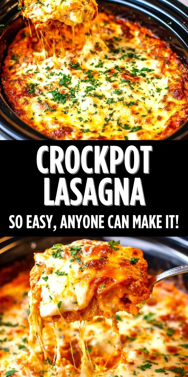 Delicious homemade Crockpot Lasagna with layers of cheese and sauce