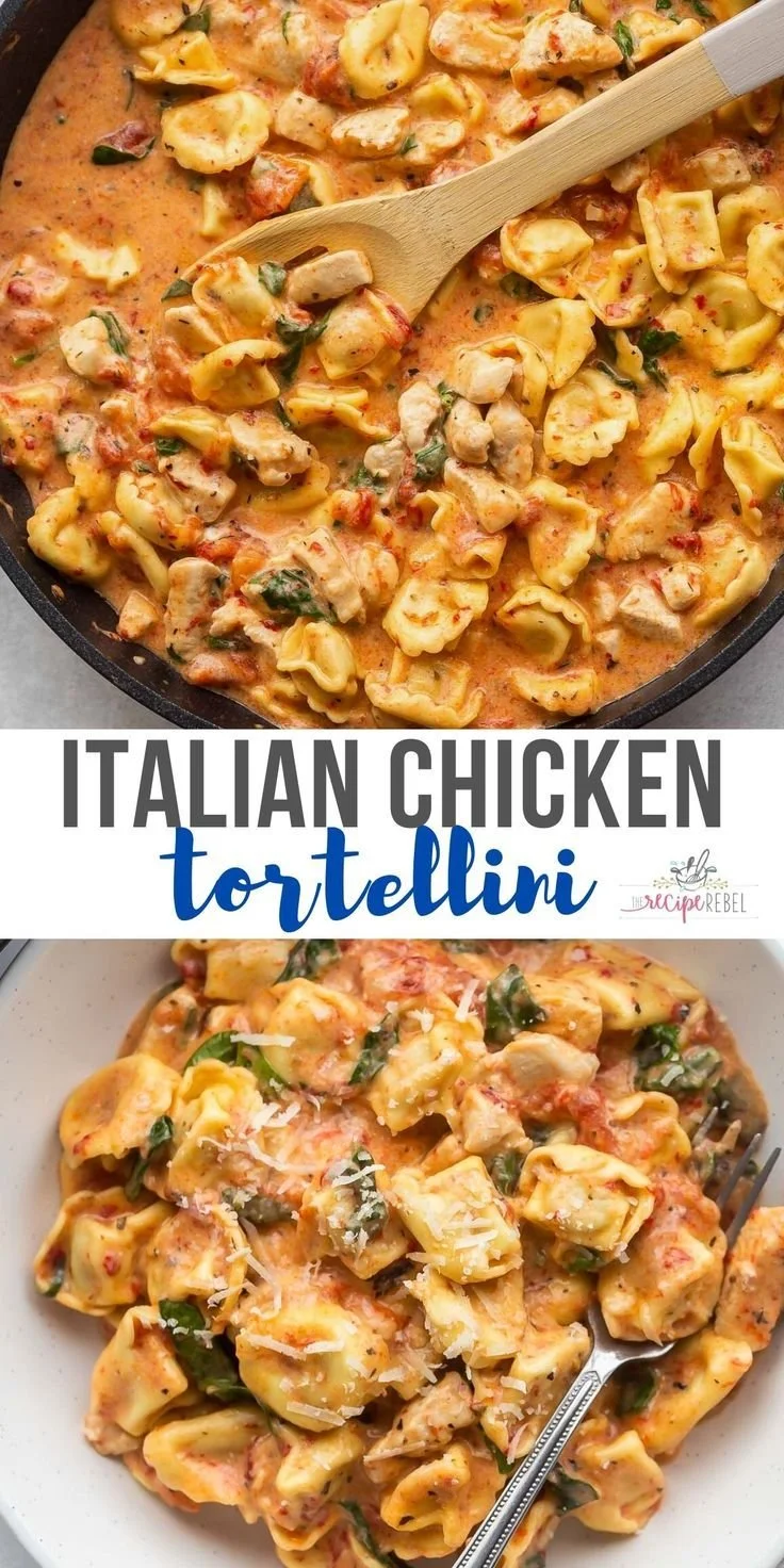 Italian Chicken Tortellini with tender chicken and fresh pasta in a flavorful sauce