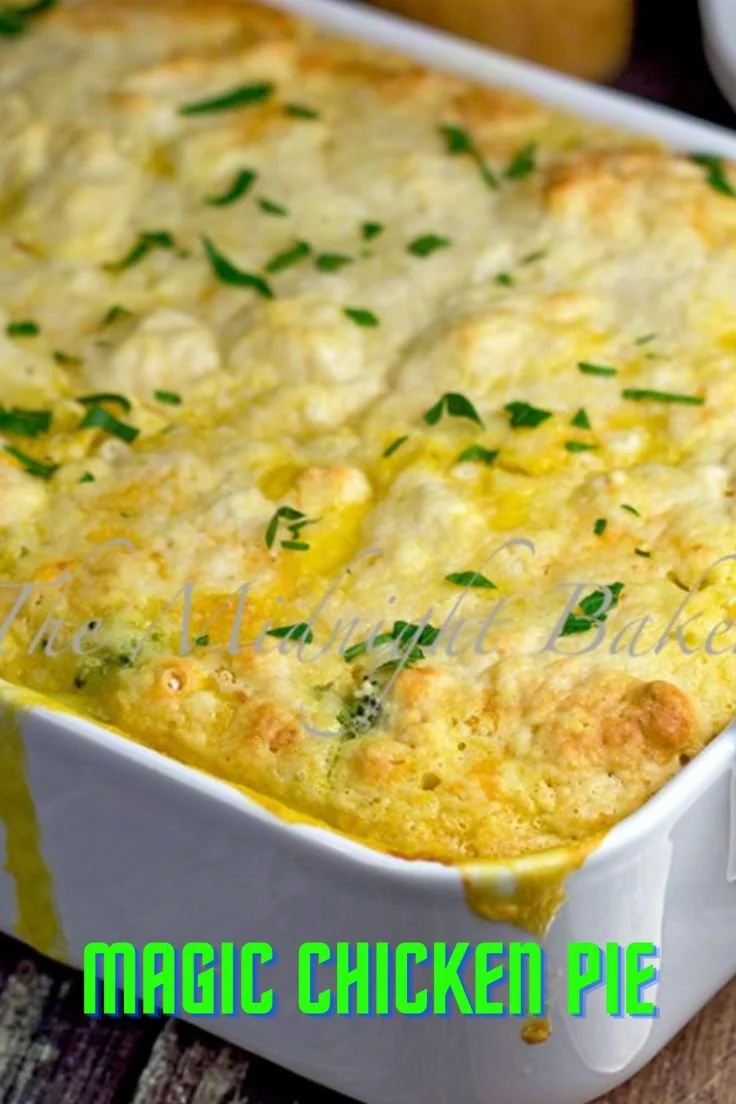 Delicious magic chicken pie served on a plate