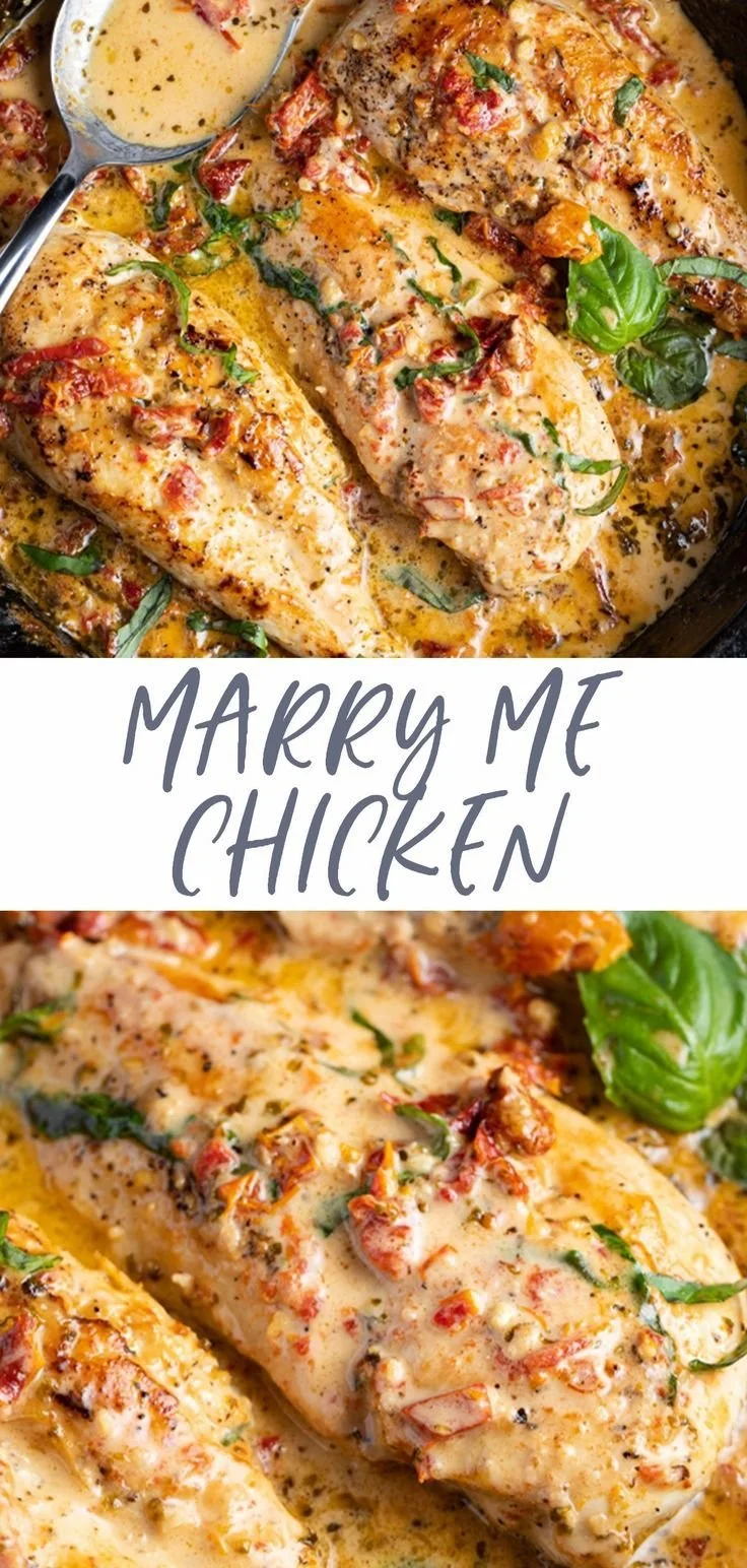 Delicious plate of Marry Me Chicken with creamy sauce and herbs