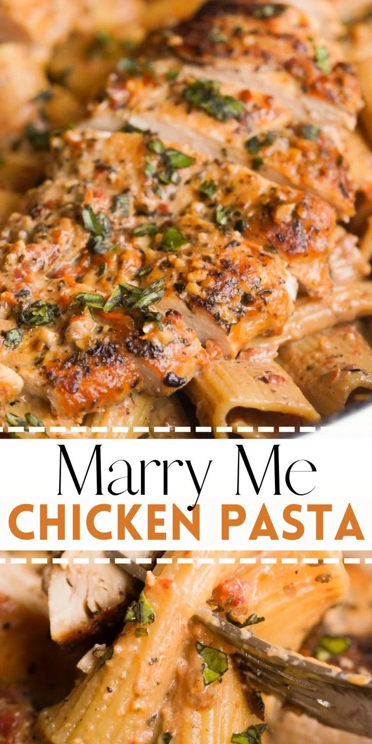 Delicious Marry Me Chicken Pasta served in a bowl with herbs and parmesan