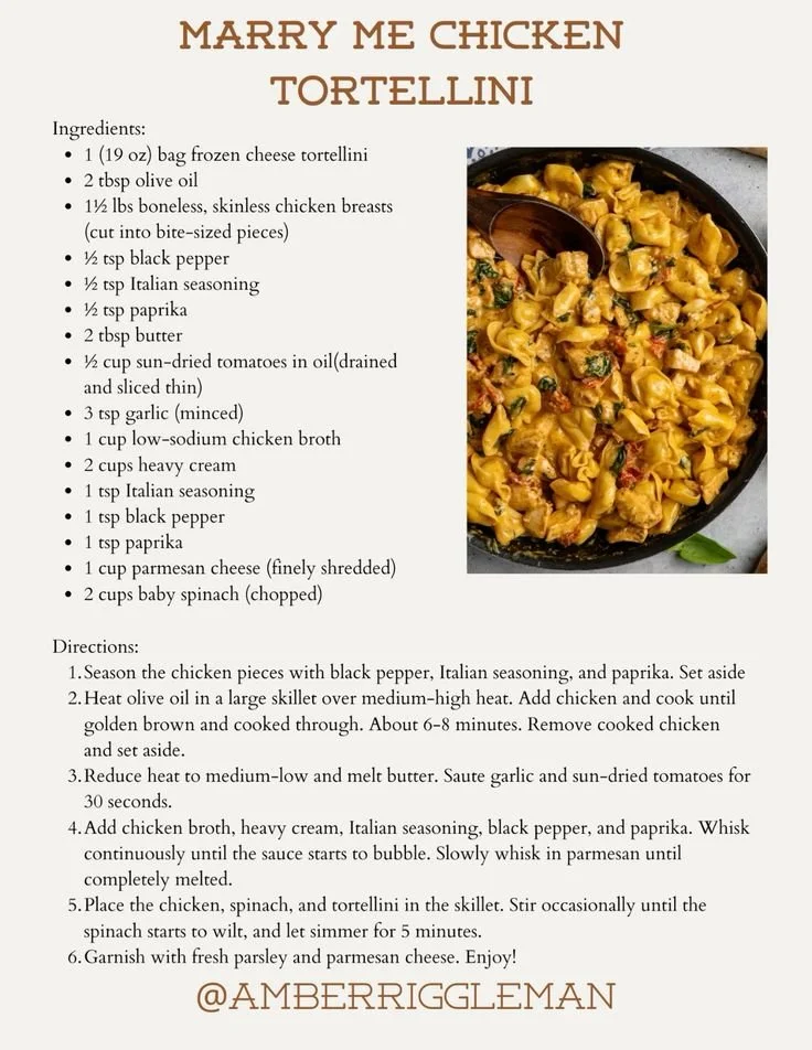 Creamy Marry Me Chicken Tortellini recipe served in a bowl with basil garnish.