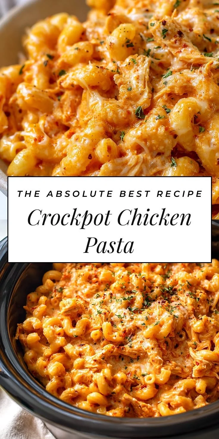 Mouthwatering Crockpot Chicken Pasta dish served on a plate