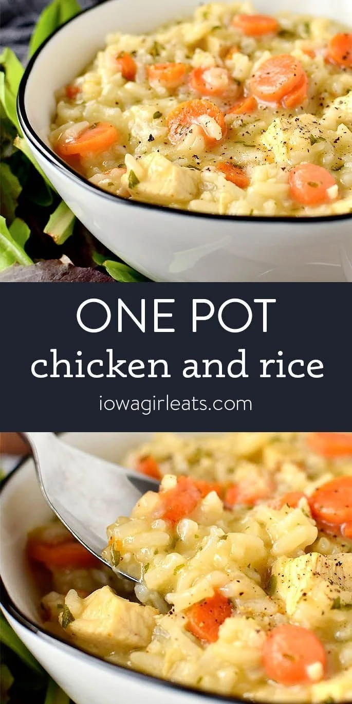 One Pot Chicken and Rice dish served with vegetables