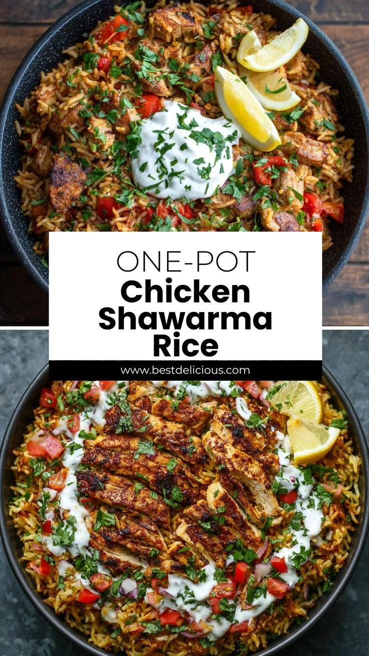 One Pot Chicken Shawarma Rice dish served in a bowl