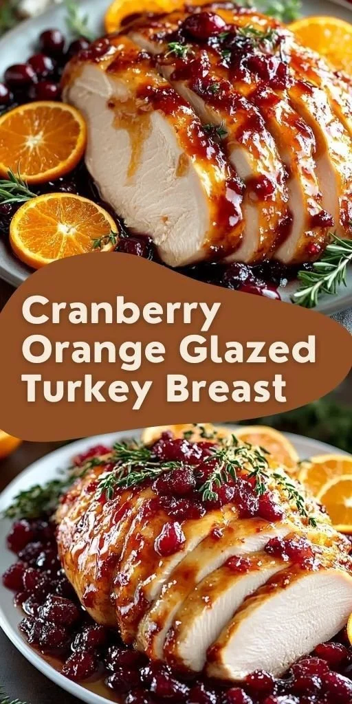 Cranberry Orange Glazed Turkey breast garnished for a holiday feast