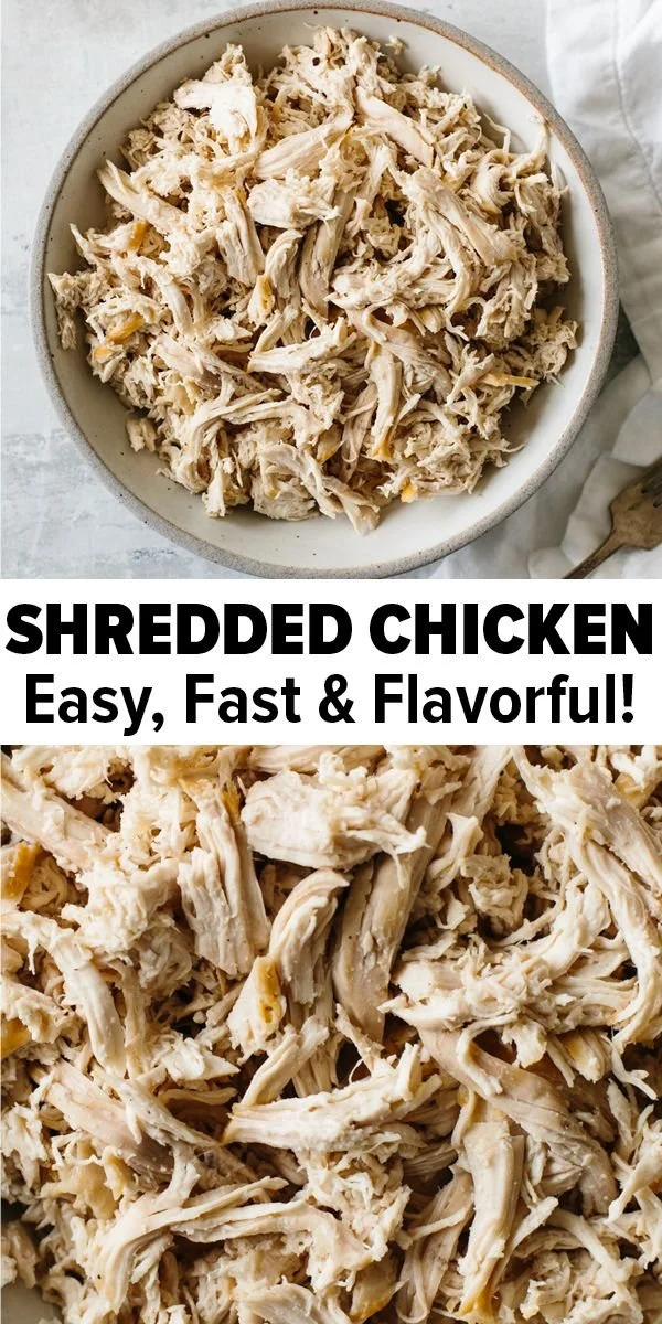 Tasty shredded chicken in a bowl, ready for a flavorful meal.
