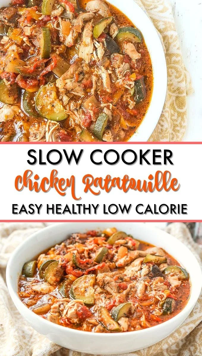 Slow Cooker Ratatouille with Chicken served in a bowl