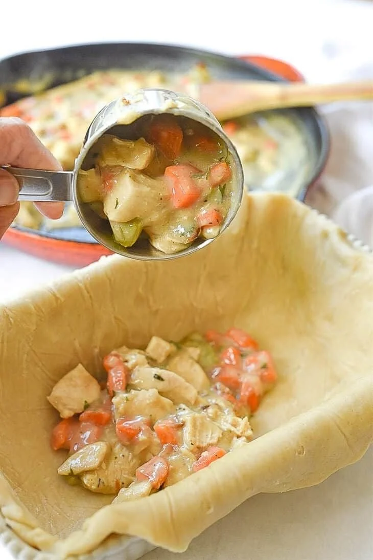 Delicious small batch chicken pot pie ready to serve