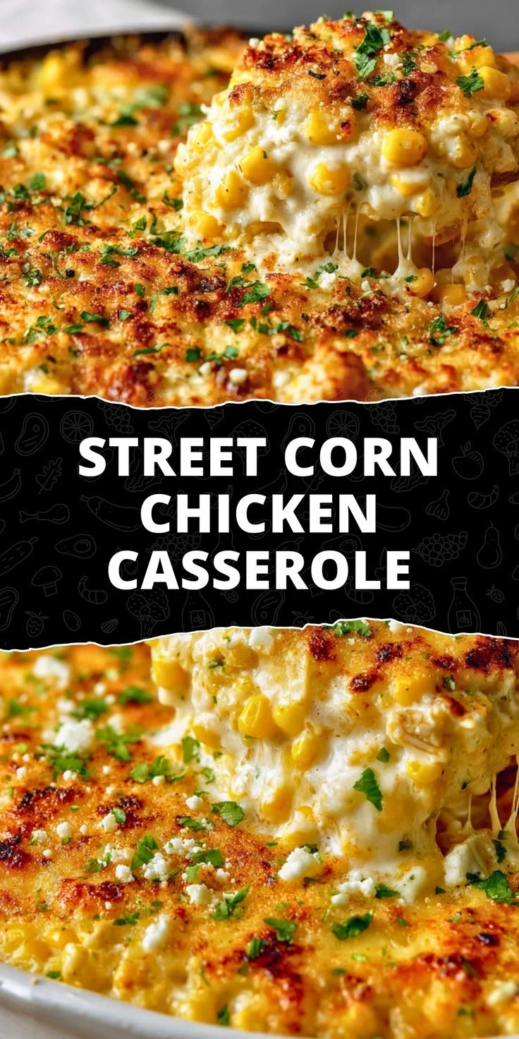 Delicious street corn chicken casserole baked to perfection
