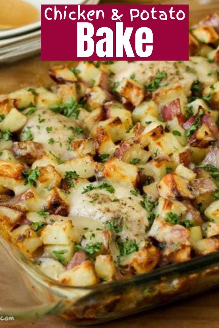 Delicious Chicken Potato Bake with juicy chicken and golden potatoes