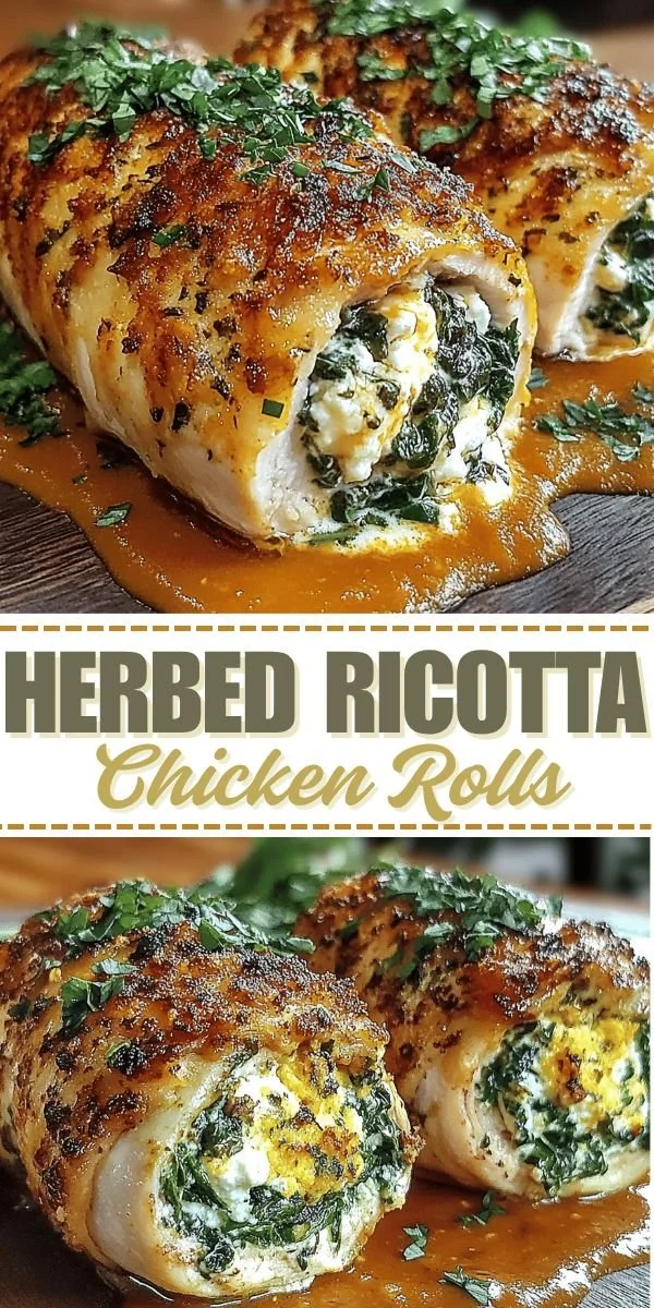 Herbed ricotta stuffed chicken rolls ready to be served