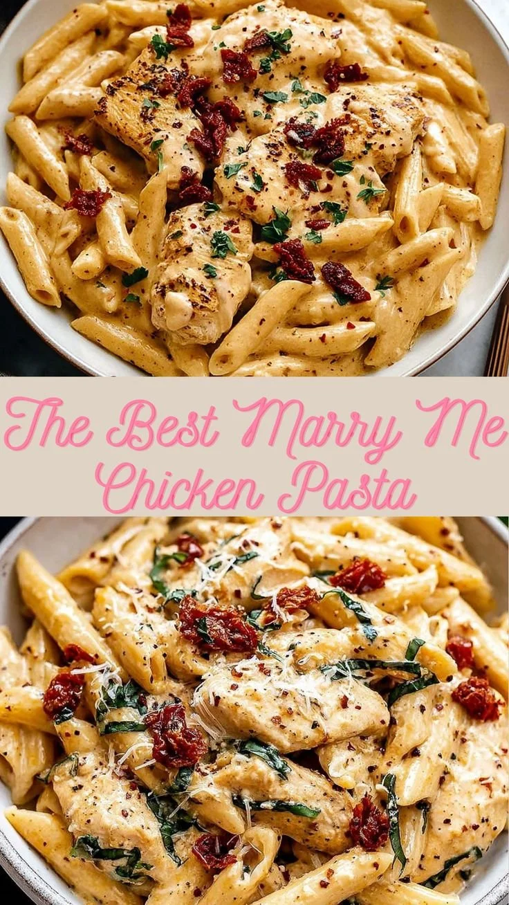 Creamy Marry Me Chicken Pasta served in a bowl with fresh herbs