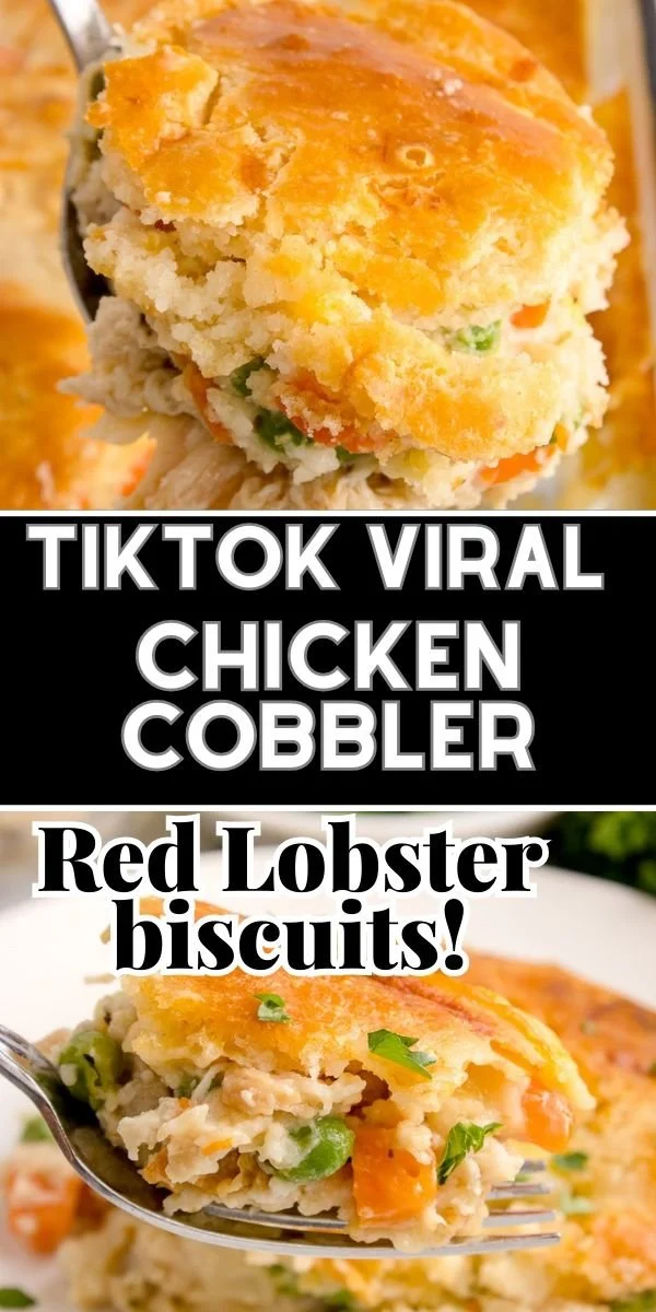 Delicious TikTok viral chicken cobbler served in a baking dish