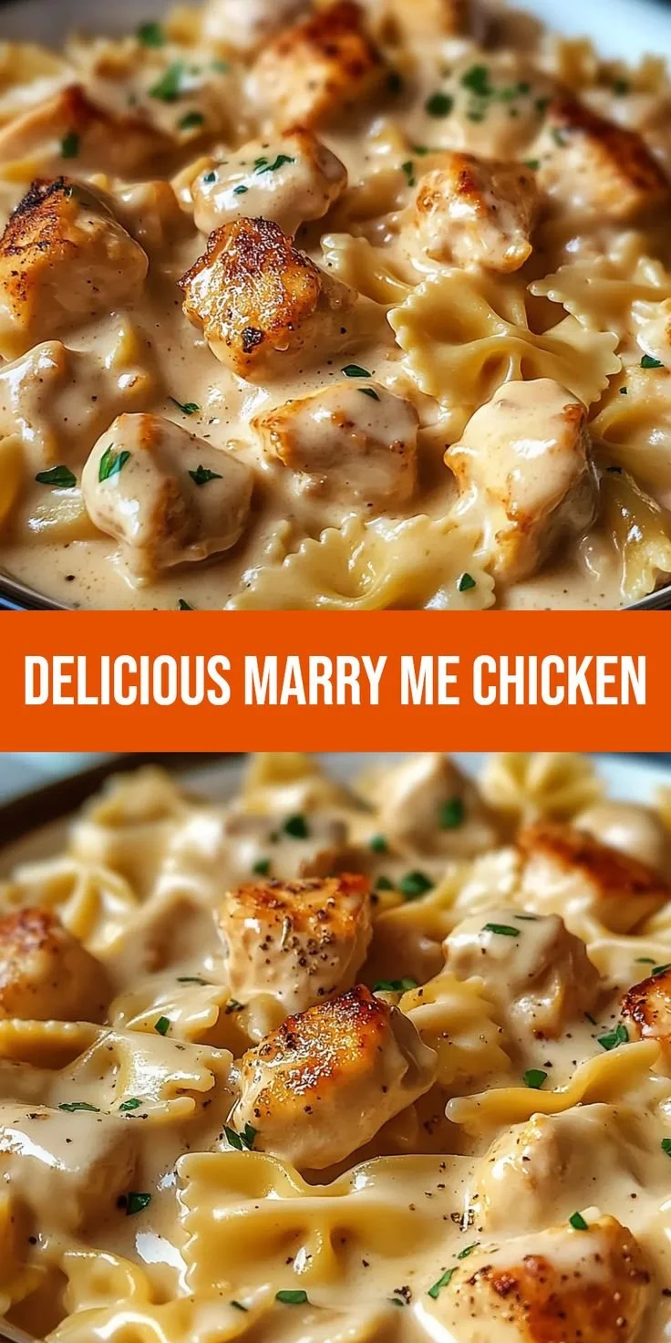 Delicious Marry Me Chicken Pasta garnished with herbs and spices